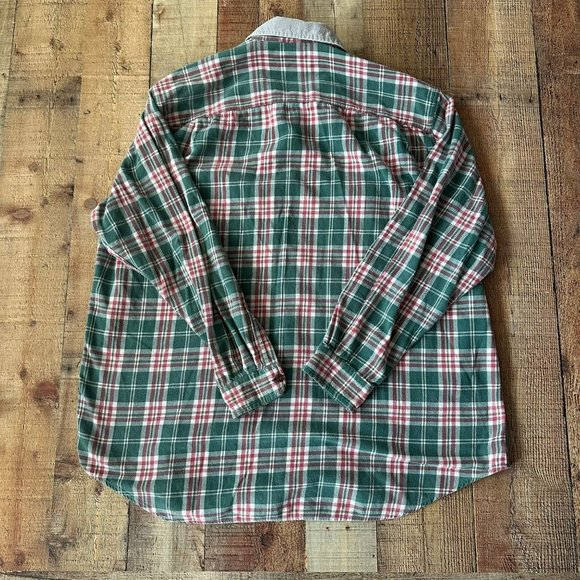 Abercrombie & Fitch Vintage Mens XL Green Plaid Button-Up Shirt Corduroy Collar - Picture 7 of 7